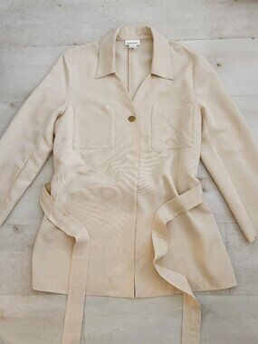 TravelSmith Belted Safari Jacket Beige Women's (26070) Travel Coat Size Large